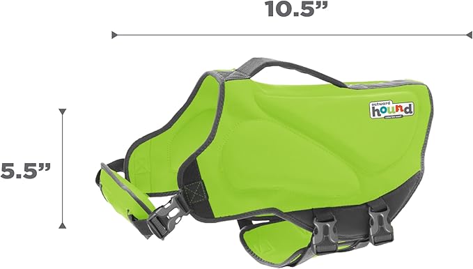 Outward Hound Dawson Swim Green Dog Life Jacket, Small