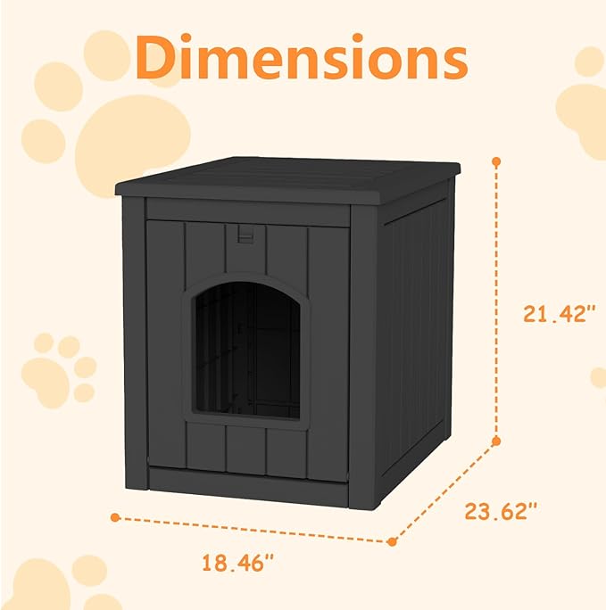 Resin Cat Litter Box Enclosure - Indoor Hidden Waterproof Furniture, Hidden Pet Box，Side Table(Black