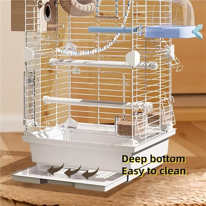 24.8-Inch Acrylic Bird Cage, Transparent Parrot Cages with Metal Frame, Large Birdcage for Lovebirds, Canaries