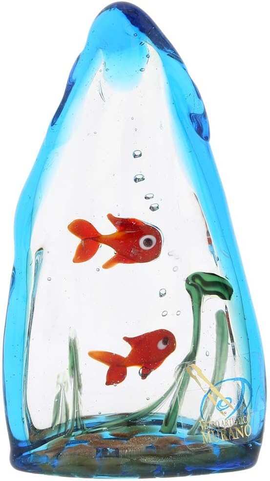 Glass Of Venice Murano Glass Aquarium with Two Tropical Fish - 4 inches