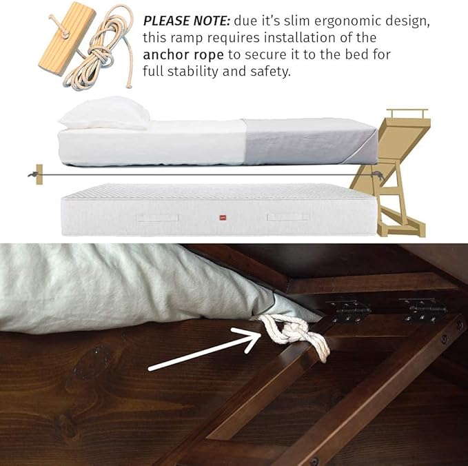 DoggoRamps Dog Ramp for Beds - Solid Hardwood with 5 Finish Options - Adjustable up to 37" High Beds with Low Incline, Safety Rails & Anti-Slip Grip, For Small Dogs up to 50lbs - Made in North America
