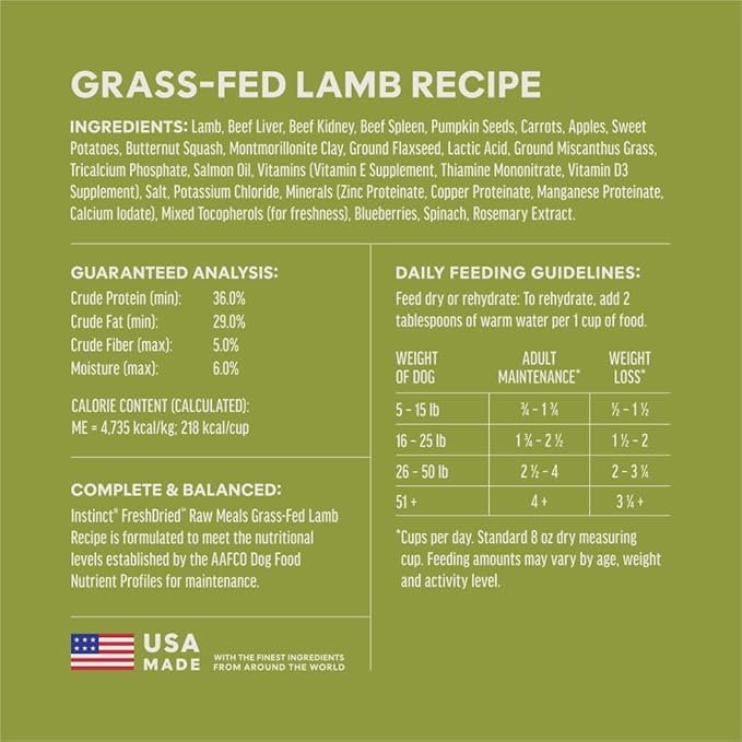 Instinct Freeze-Dried Meals, FreshDried Bites, Natural Dog Food, Grain-Free - Grass-Fed Lamb, 24 oz. Bag