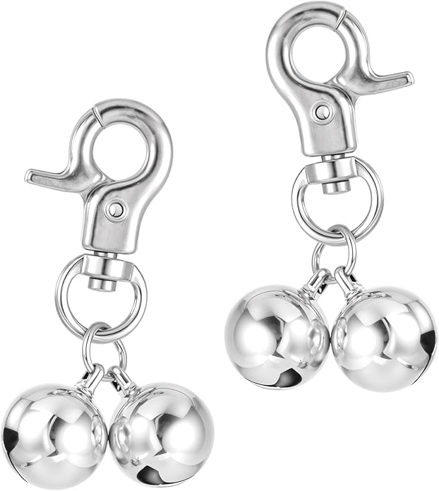 Bremorou Bell For Dog Collar 2 Pack Silver Cat Collar Bell With Snap Clips Stainless Steel Bell Necklace For Dogs & Cat Pet Pendant Collar Charm Training Collar Charm For Dogs And Cats（Silver ）