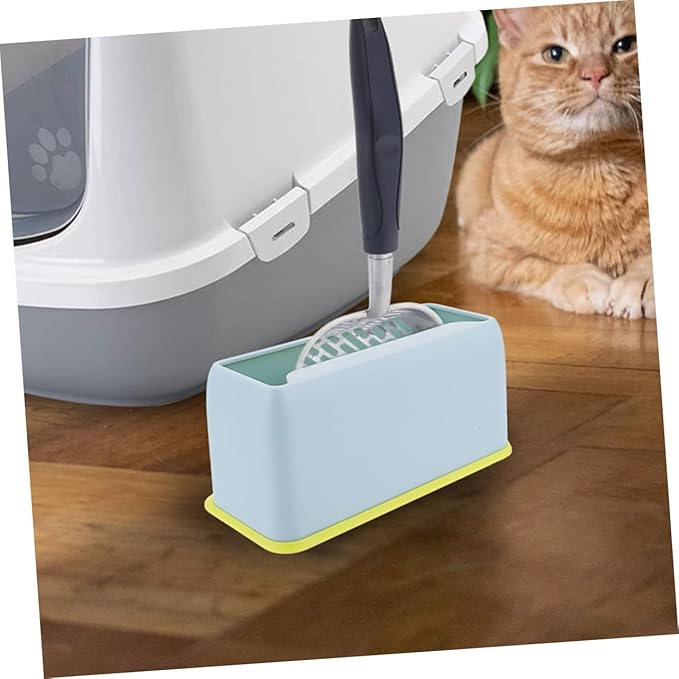 Luxshiny Plastic Cat Litter Scoop Holder Stand Compact Lightweight Litter Shovel Storage Container Blue Base