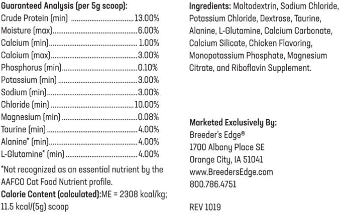 Breeder’s Edge Kitten Lyte, Electrolyte Supplement for Kittens and Nursing Cats, Supports Hydration, Energy & Recovery, Chicken Soup Flavor, 300g
