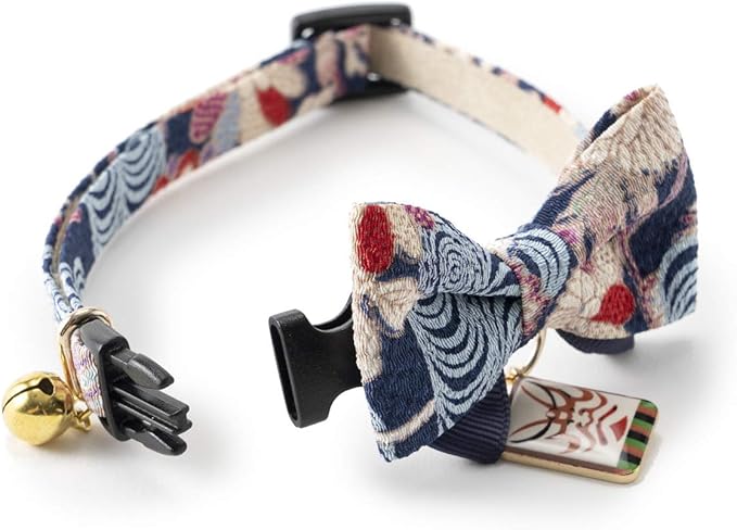 Necoichi Kabuki Charm Bow Tie Cat Collar (Navy)