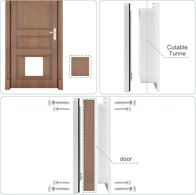 Cat Door- 4-Way Locking Option, Weatherproof & Secure Cat Flap with Easy Installation Kit for Interior/Exterior Doors and Walls (L)