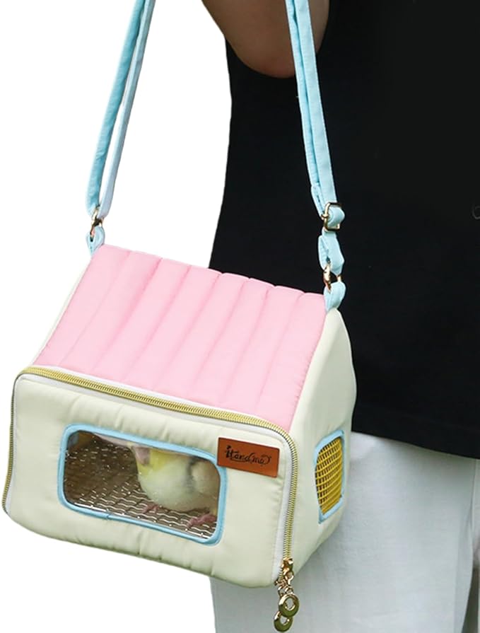 Bird Travel Carrier - Warm Breathable Portable Accessories with Stainless Steel Tray | Bird Carrier Travel Cage - for Animal Pigeon Offices Outing Vehicle Car Road Trip Daily Indoor Outdoor