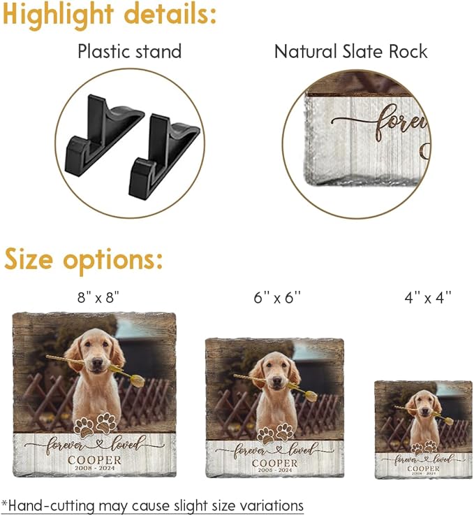 Personalized Pet Memorial Stones for Dogs - Bereavement Stepping Stone Gifts for Loss of Pet - Custom Square Headstone - Forever Loved Dog Grave Marker