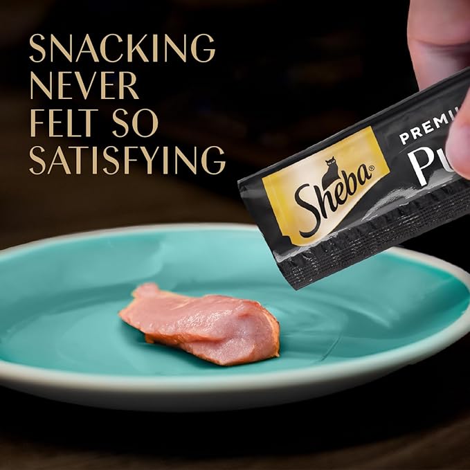Sheba Premium Puree Cat Treats Lickable Seared Tuna Flavor, Lickable Cat Treats, 0.49 oz. Tubes, 4 Count (Pack of 11), Total 44 Count
