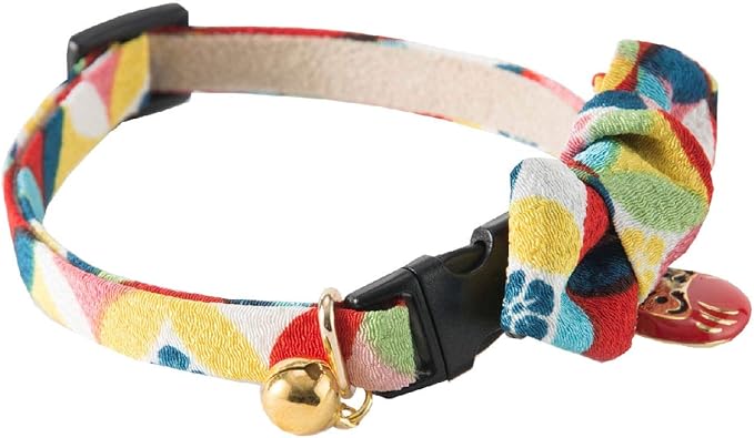 Necoichi Daruma Charm Bow Tie Cat Collar (Red)