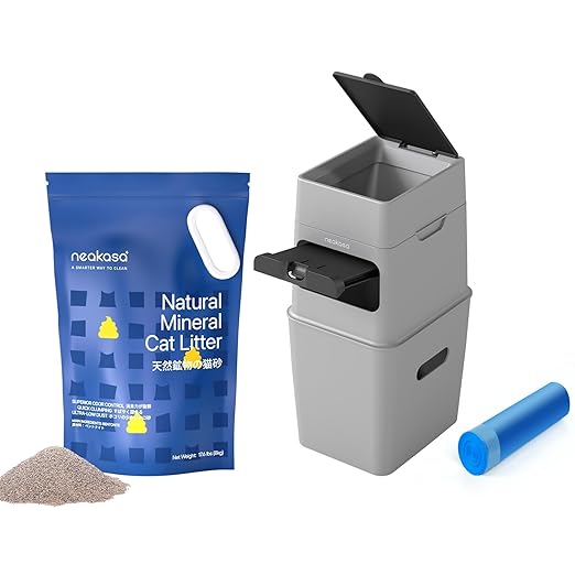 Neakasa PooGuard Litter Disposal Bin, 9.2L Trash Can with 17.6 lbs Mineral Cat Litter Bundle