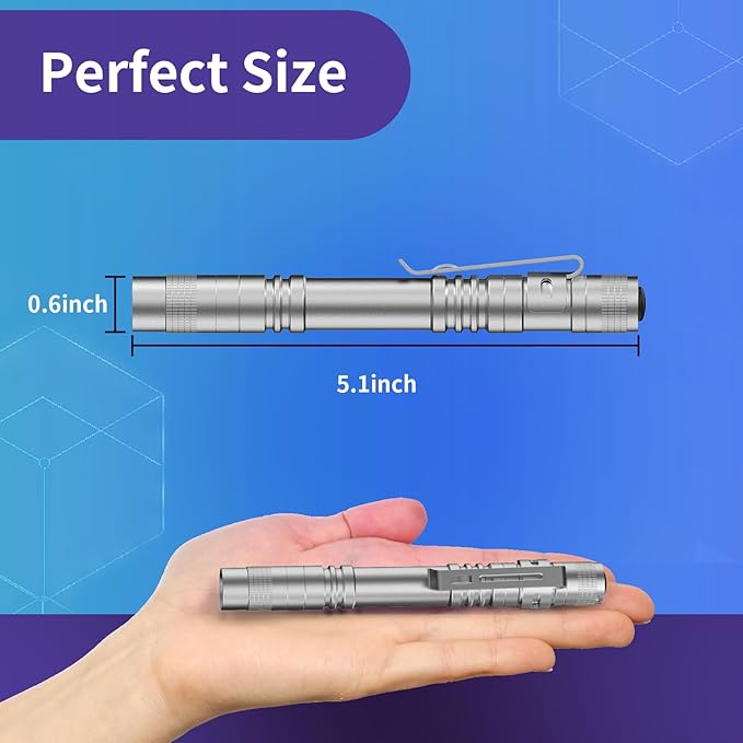 COSOOS UV Black Light Flashlights, 4 Pack 395nm Mini Pen Lights with Clip, Waterproof Ultraviolet Flashlights for AC Leak, Pet Urine, Scorpion, Hotel Inspection, Dry Stain and Bed Bug(Silver)