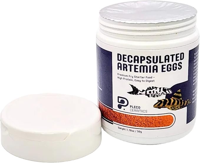 Plecoceramics Decapsulated Artemia Eggs Fry Fish Food for Aquarium Fish – Protein-Rich First Feed for Fry & Breeding, Easy to Digest Brine Shrimp Eggs (1.76 oz / 50 g)