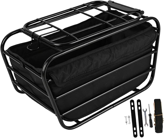 Bike Rear Basket Dog Carrier Heavy Duty Bicycle Cargo Rack Bicycle Storage Basket for Outdoor, Travel Hiking, Shopping Dogs