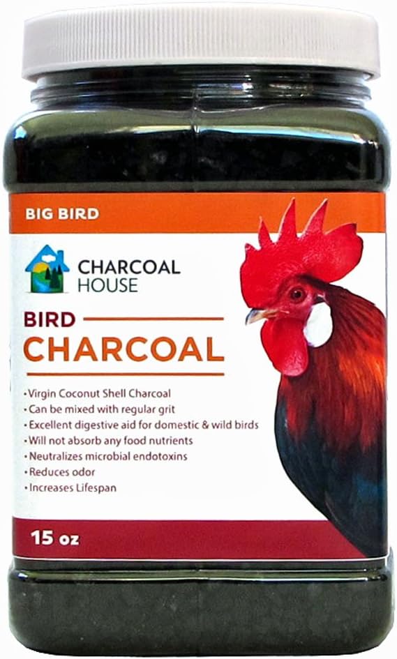 1qt Large Bird 100% Virgin Coconut Shell - Granular Charcoal - Not from China- for Health, Healthy, Detox, Egg Laying, for Poultry Chickens, Pigeons, Parrots, Turkeys, and Other Domestic Foul