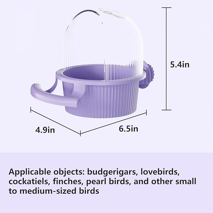Bird Feeder for Cage – No Mess Feeder & Water Dispenser, Easy to Install and Clean, Semi-Enclosed Design Prevents Splashing