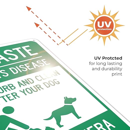Pet Waste Leash-Curb and Clean Up After Your Dog Under Camera Surveillance Sign, 10x14 Inches, 55 mil Thick HDPS (high Density polystyrene), Made in USA