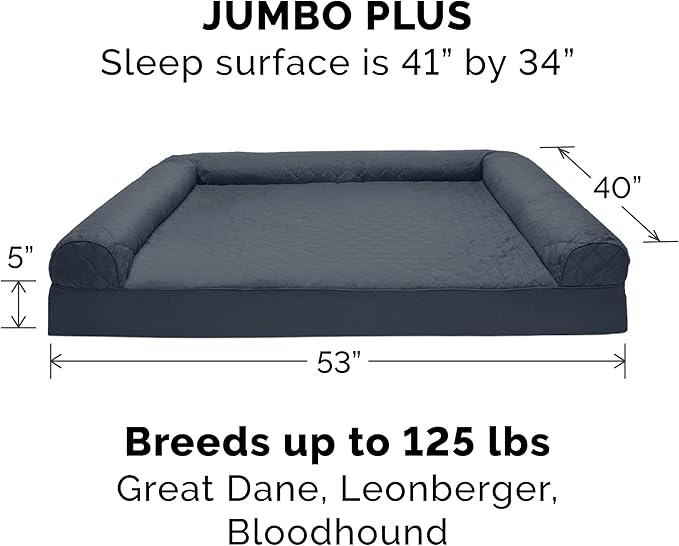 Furhaven Replacement Dog Bed Cover Quilted Sofa-Style, Machine Washable - Iron Gray, Jumbo Plus (XX-Large)