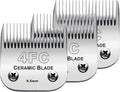 3PCS 4FC Blades Dog Grooming Clipper Replacement Blades Compatible with Andis Pet Clipper/Oster A5/Wahl KM Series Dog Clipper,Ceramic Blade & Stainless Steel Blade
