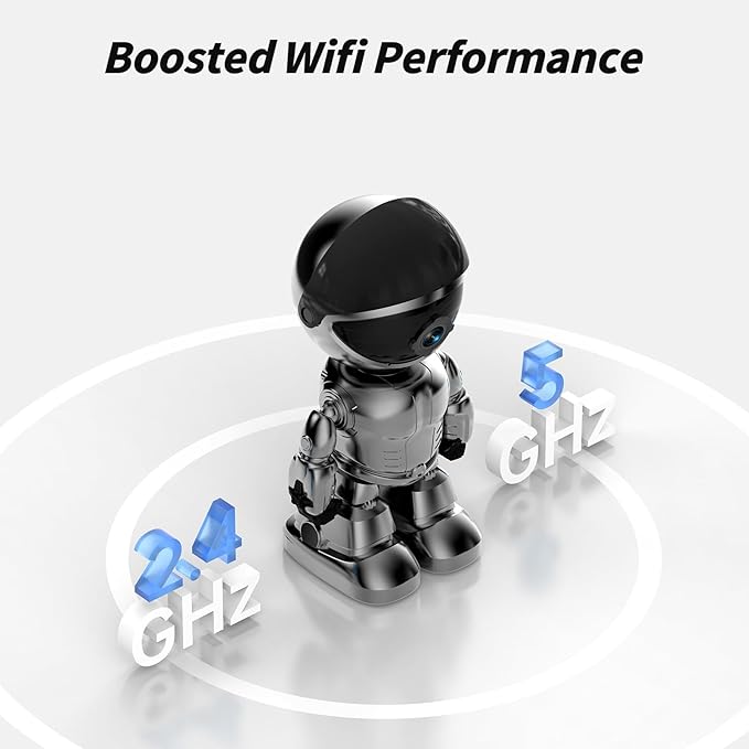 Indoor Camera Robot 2K,5G/2.4Ghz WiFi Robot Cameras for Home Security,360 PTZ Nanny Cam Dog Cam with Audio/Video Compatible with Alexa &Two-Way Talk,Pet Baby Camera with Human Detection Night Vision