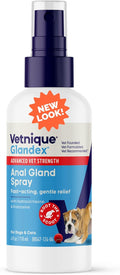 Vetnique Glandex Medicated Dog Butt Wipes or Spray for Dog Scooting - Topical Anti Itch Skin Relief for Soothing Inflamed Anal Glands in Dogs & Cats - Fast Acting Formula (4oz Spray)