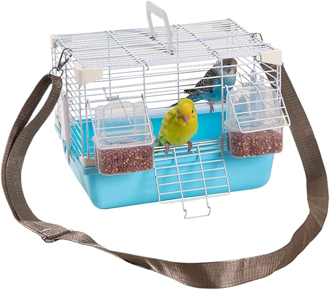 Bird Cage - Lightweight Portable Carrier with Handle, Secure Travel Housing Solution, Durable Ventilated Small Animal Enclosure, Easy Access Door Design | Pet Transport for Cockatiels, Budgies