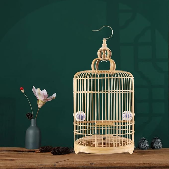 Bird Cage/Birdcages Bird Cage Handmade Round Small Bird Cage Small Fish Bird Cage， Suitable for Small Birds and Parrots Love Birds Finches Birdcage Parrotlets,Brass