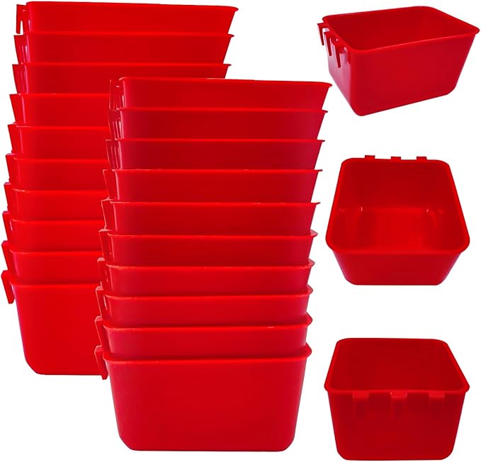 20 Pcs Chicken Coop Feeder Water Cup,16 oz Cage Cups Chicken Feeder Waterer, Cage Cups Birds Hanging Feeders, Chicken Feeder Water Bowl for Parakeet Poultry Pigeon Bunny Wire Cage (Red)