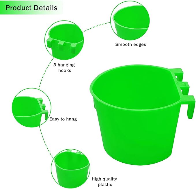 30 Pcs Chicken Coop Feeder Water Cup,8 oz Cage Cups Chicken Feeder Waterer, Cage Cups Birds Hanging Feeders, Chicken Feeder Water Bowl for Parakeet Poultry Pigeon Bunny Wire Cage(Green)