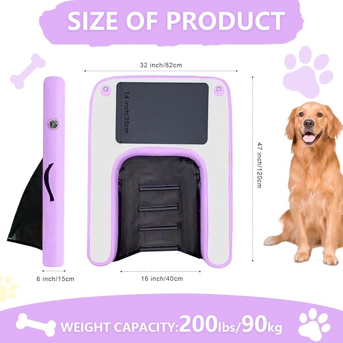 Inflatable Dog Water Ramp, Non-Slip Floating Dock Ladder for Pools, Boats & Lakes, Pool Ramp for Dogs Up to 200 Pounds, Purple