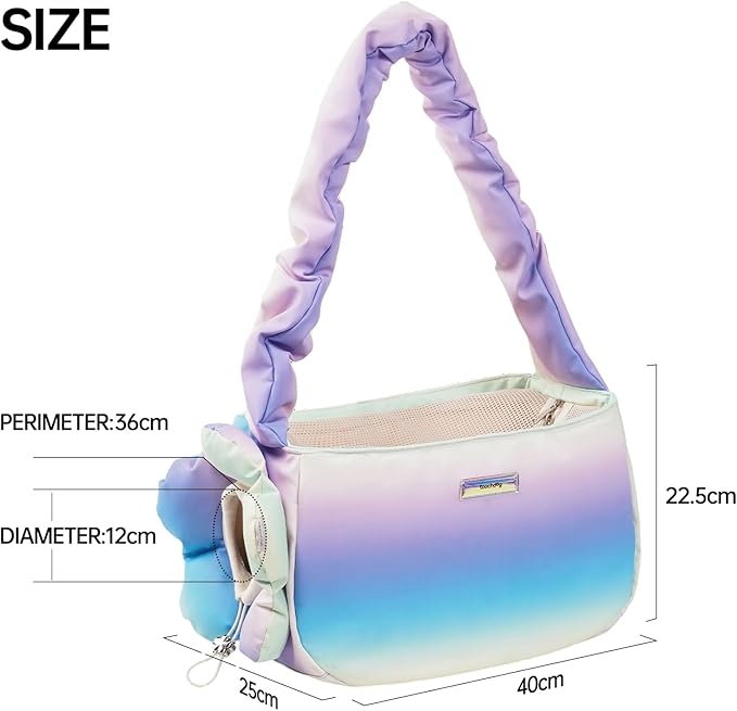 TOUCHDOG Pet Carrier Purse for Small Dogs & Cats,Lightweight Travel Puffy Handbag, Breathable Tote with Padded Interior&Safety Leash Clips,Ideal Carrier Backpack for Travel/Shopping (Blue)