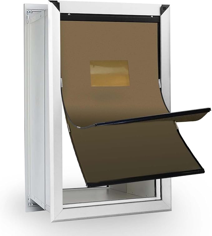 XL Dog Door for Wall - Aluminum Doggy Door for Wall Mounting - Double Flap for Ruff Weather, Extra Large Size for Giant Breed- Pet Safe Design