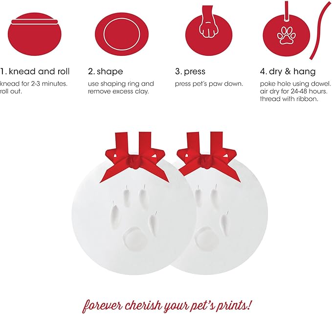 Pearhead Pawprints Christmas Ornament, DIY No Mess Pet Paw Print Holiday Keepsake Kit, Dog or Cat Stocking Stuffer Gift, for Pet Parents, Paw Print Ornament for The Holidays | (Pack of 12)