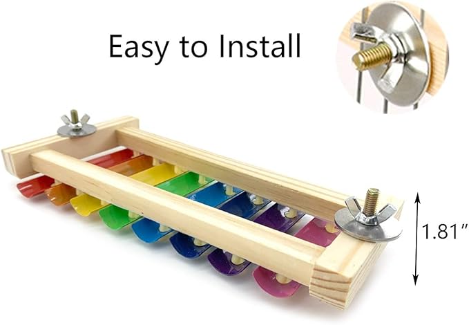 Vehomy Chicken Xylophone Toy for Hens Wood Xylophone Toy with 8 Metal Keys Chicken Coop Pecking Toy Chicken Coop Pecking Toy