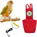 MANON ROSA Bird Diapers Leash Set Washable Reusable Handmade Flight Suit Waterproof Inner Layer - Protective Parrot Nappy Clothes Parakeets Macaws Budgies Canaries (Red4,Ring-Necked Parakeet)