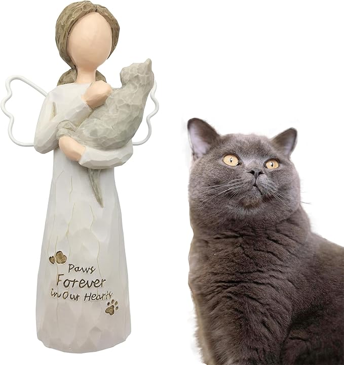 Memorial Gift for Loss of Cat - Sympathy Gift in Memory of Passing Away Pet - Resin Angel Figurine for Cat Mom and Lovers