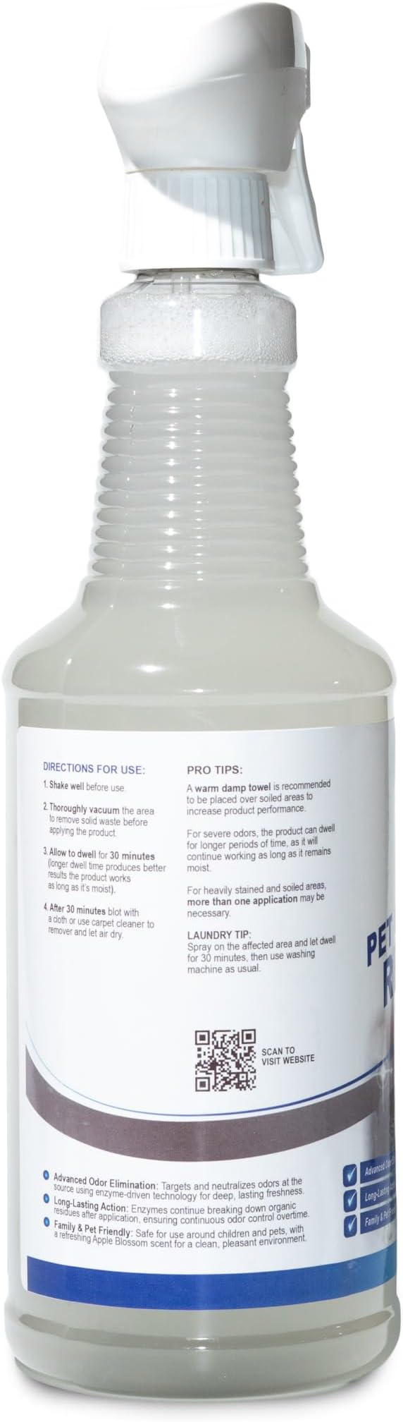 Magic Finish Pet Odor & Stain Remover (32 oz) – Enzyme Cleaner for Dog & Cat Urine, Vomit, and Messes – Kid & Pet-Friendly Rug & Multisurface Upholstery Deodorizer with Apple Blossom Scent
