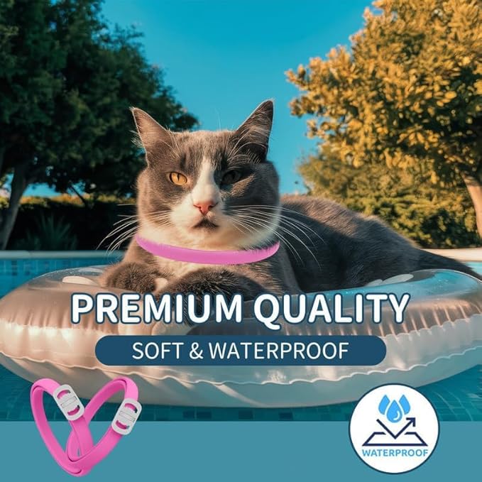 Cat Flea Collar 4 Pack Flea Collar for Cats, Adjustable Waterproof Flea and Tick Prevention for Cats and Kittens - 32 Months Protection - Flea and Tick Treatment - Pink