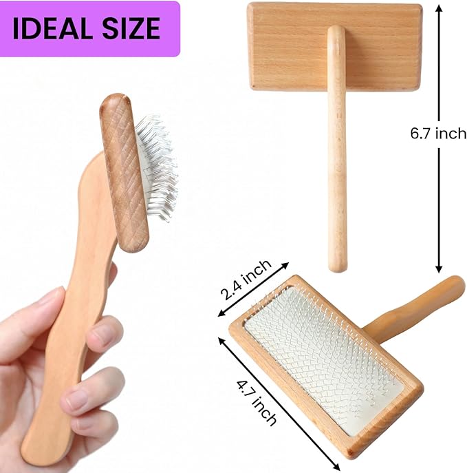 Dog Slicker Brush for Shedding and Grooming, Pet Deshedding Brush with Rounded Tips&Air-Cushion for Dogs & Cats, Undercoat & Dematting Tool for Long/Short Hair Pets