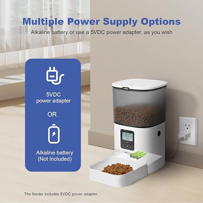 Automatic Cat Feeder, 4L Cat Food Dispenser with 10s Voice Recorder, Pet Feeder up to 8 Meals per Day, Timed Dog Feeder with Dry Food Sealed Ring