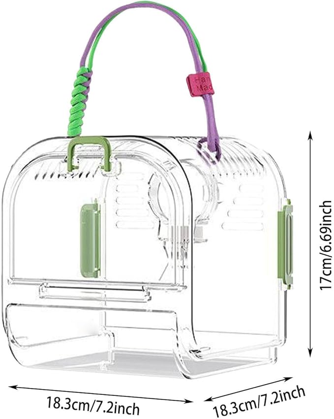 Portable Plastic Bird Cages for Outdoor, Lightweight Ventilated Travel Bird Cage with Handle, Waterproof Bird Carrier for Small Birds and Budgies, Easy to Carry (Green)