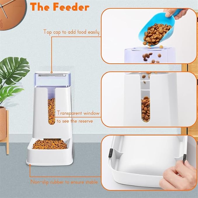 Automatic Pet Feeders Automatic Dog Food and Water Dispenser Water Dispenser for Dogs Gravity Water Dispenser Cat Feeders Automatic Cat Food Dog Water and Food Dispenser Gravity Pet Water Dispenser