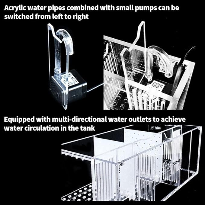 Acrylic LED Aquarium, Professional Betta Fish Tank, Transparent Aquarium Starter Kits, Ultra Clear Acrylic Fish Bowl, Rimless Desktop Betta Fish Tank,4 Rooms