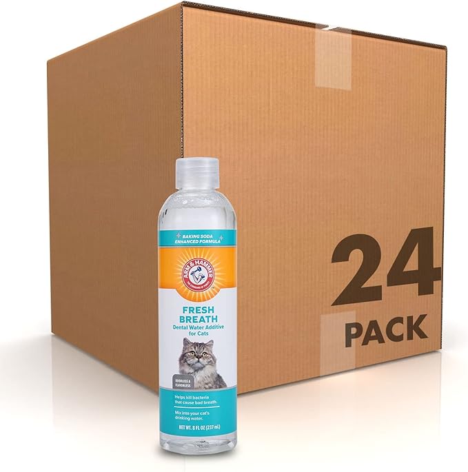 Arm & Hammer for Pets Advanced Care Dental Water Additive for Cats | Cat Teeth Cleaning Product for All Cats | Odorless and Flavorless Cat Dental Rinse, 8 Ounces - 24 Pack