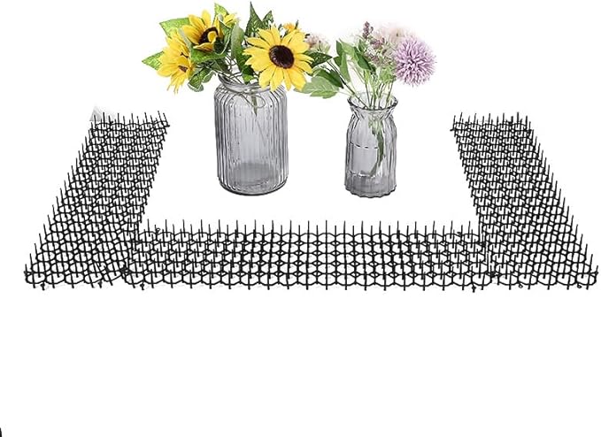 BUYTER 10 Pack 19.5 * 5.5 Inch Square Cat Scat Mats with Spikes, Cat Repellent Pads Fence Animal Barrier,Included 12 Pack Staples and 20 Pack Zip Ties (19.5''*5.5'')