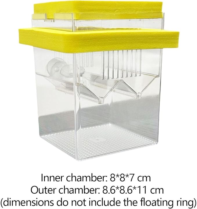 Floating Hatching Box Fish Breeding Box Fish Nursery Separation Hatchery Fish Isolation Box for Baby Fishes Shrimp,Fish Egg, Yellow