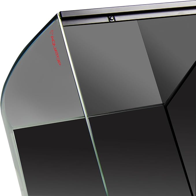 Aquatop 13.5 Gallon Bow Front Glass Aquarium Kit with Filter and LED Lighting - All in One Desktop Fish Tank, Ideal for Freshwater and Saltwater, BFK-13