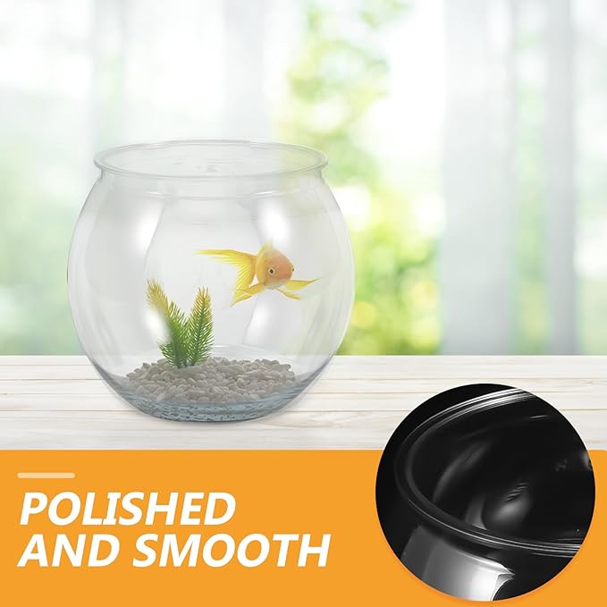 Fish Tank Small Glass Fish Bowl Plastic Aquarium Goldfish Tank Desktop Turtle Tank Goldfish Bowl Micro Landscape Decoration for Home Office Table Decor 16.5x16.5cm Bubble Bowl