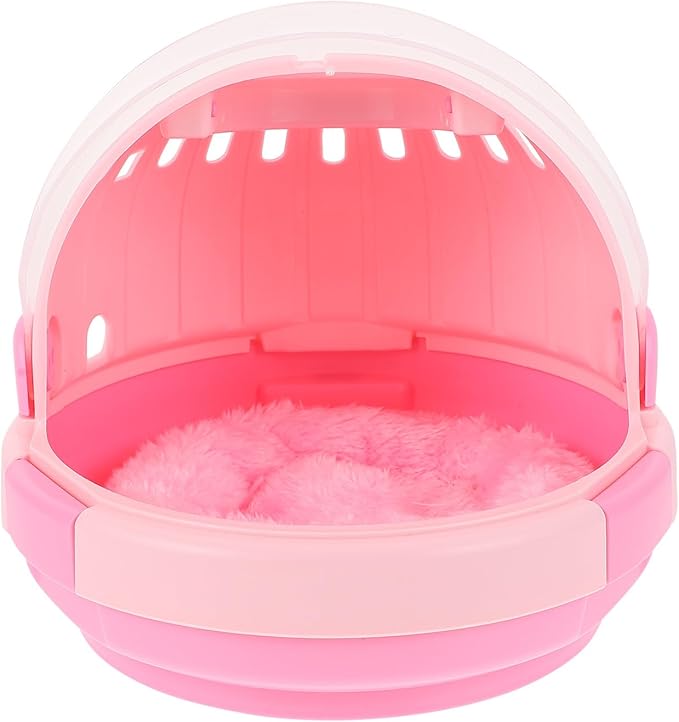 Toyvian Portable Parrot Cage Handheld Travel Carrier with Pink Warm Nest and Cushion, Bird Sleeping Bed for Outdoor Use, Lightweight Pet Bird Carrier for Small Parrots and Parakeets
